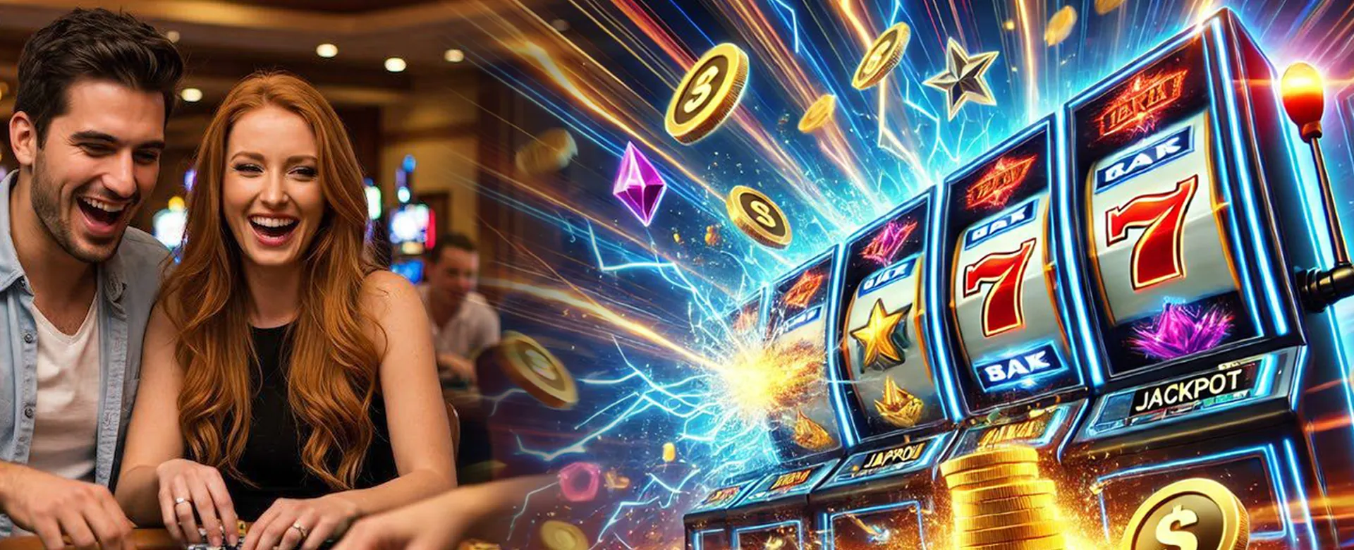 Lodigame About Us Banner showcasing a vibrant online casino environment with gold accents